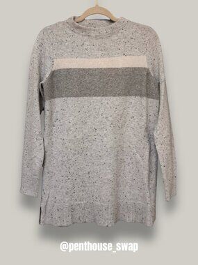 Loft Cozy Long Gray Speckled Sweater, Size M